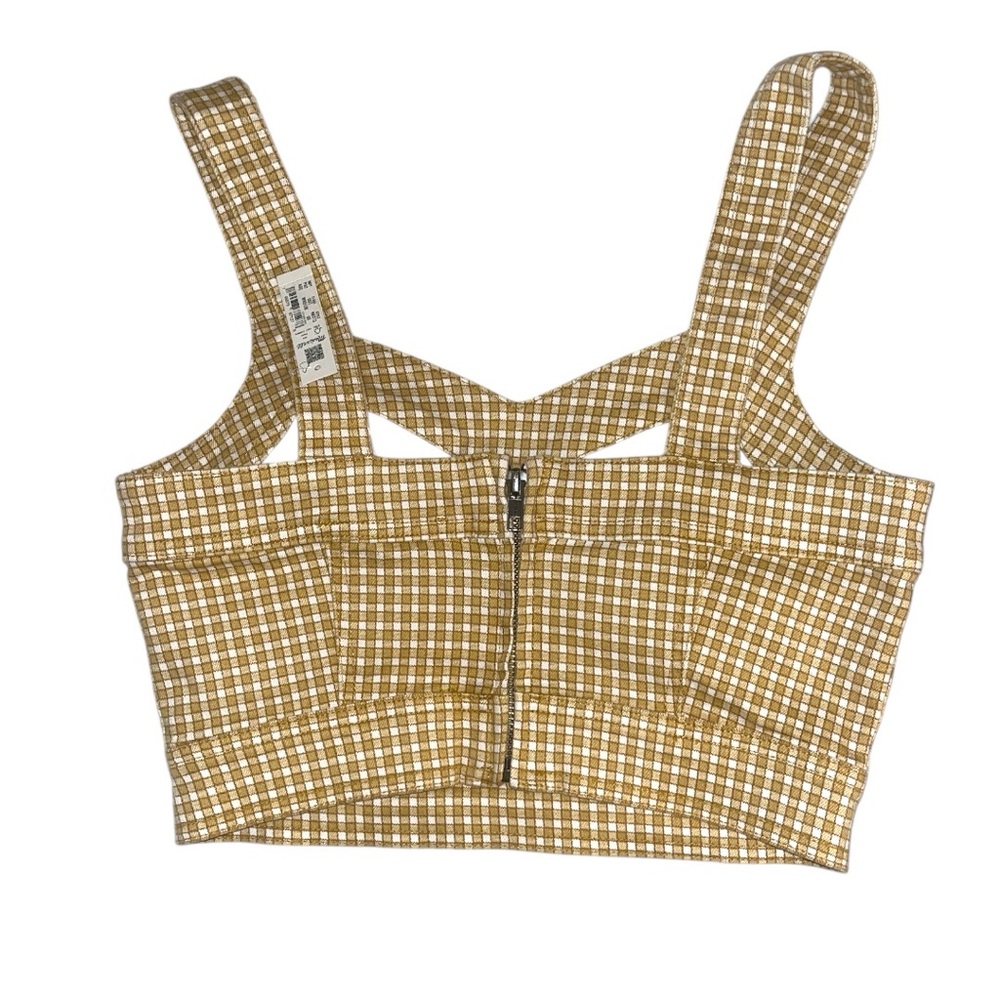 Madewell Denim Supercrop Tank Top in Mini Check- Size 00 - Picture 9 of 11